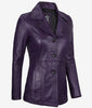 Womens Three Button Purple Leather Blazer