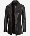 Womens Three Button Rub Off Brown Leather Blazer