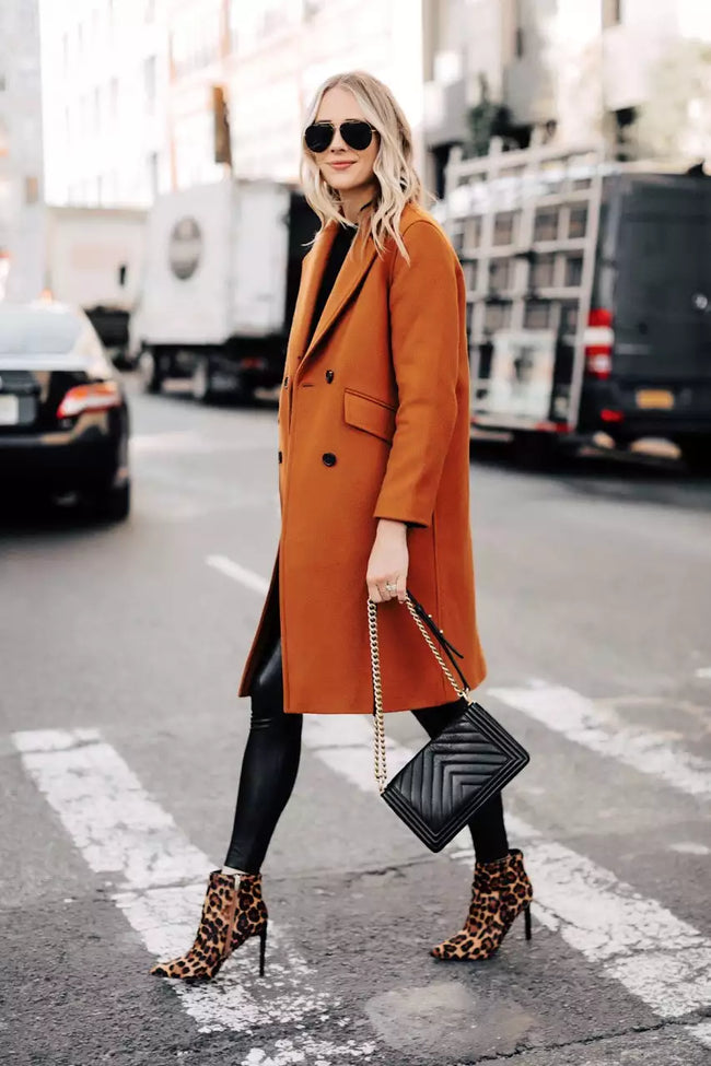 Brown Double Breasted Wool Coat Womens