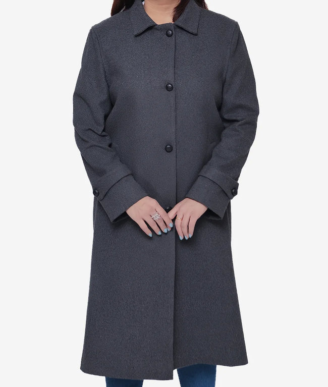 Womens Charcoal Grey Wool Overcoat
