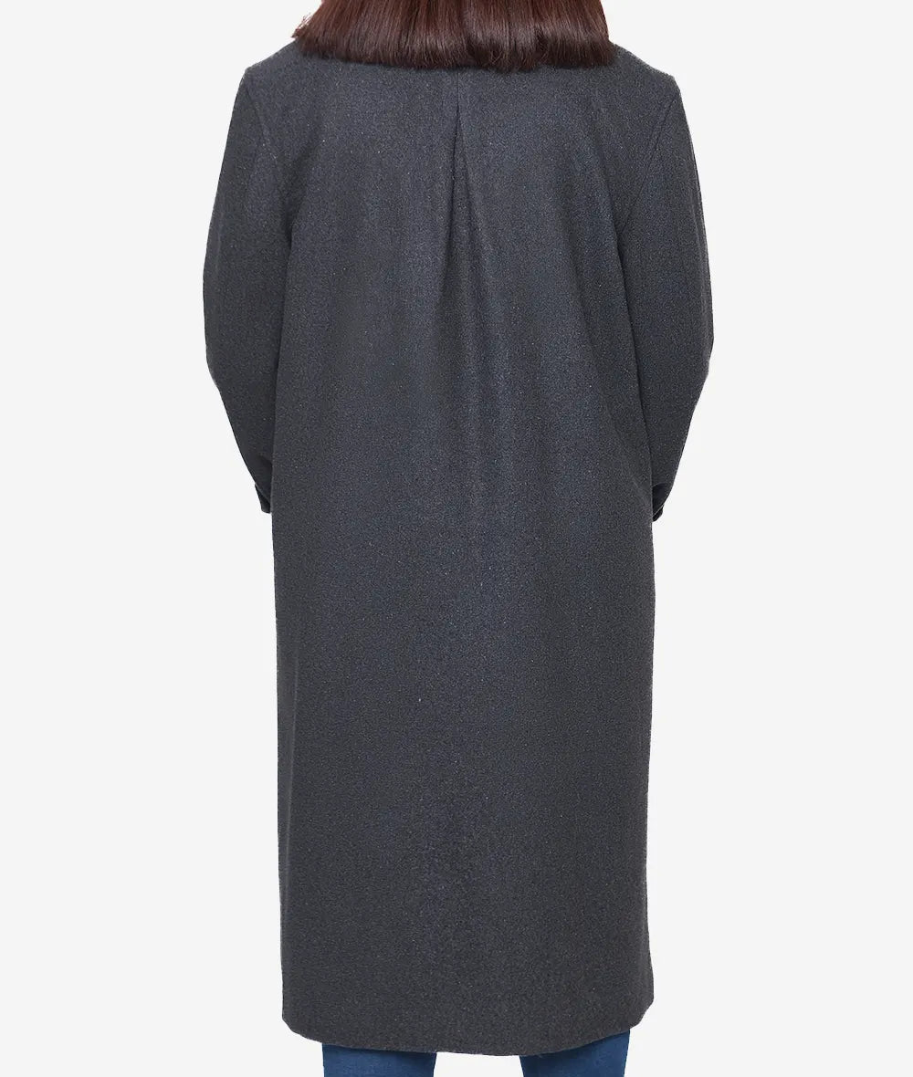 Womens Charcoal Grey Wool Overcoat