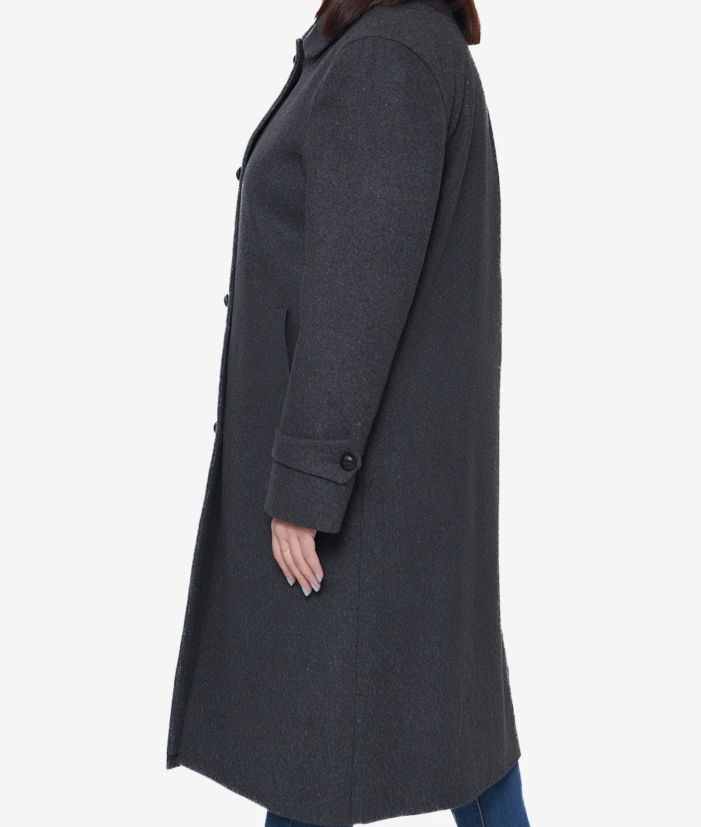 Womens Charcoal Grey Wool Overcoat