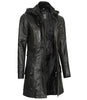 Womens Black 3 4 Length Leather Coat With Hood