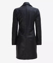 Womens Tall Wide Collar 3 Quarter Black Leather Coat