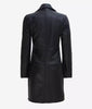 Womens Tall Wide Collar 3 Quarter Black Leather Coat