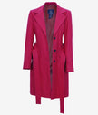 Womens Long Pink Wool Wrap Coat