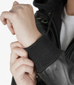 Womens Tall Black Hooded Bomber Leather Jacket