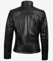 Womens Black Leather Cafe Racer Jacket