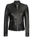 Carrie Womens Slim Fit Leather Jacket Black