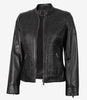 Womens Slim Fit Black Textured Leather Jacket