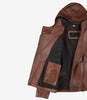 Women Brown Asymmetrical Hooded Leather Jacket