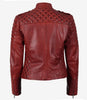 Womens Asymmetrical Red Leather Moto Jacket