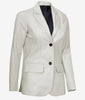 Womens Two Button White Leather Blazer