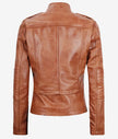 Womens Brown Asymmetrical Fitted Leather Jacket