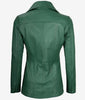 Womens Three Button Green Leather Blazer