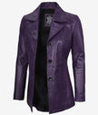 Womens Three Button Purple Leather Blazer