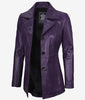 Womens Three Button Purple Leather Blazer
