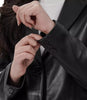 Womens Notch Lapel Black Leather Blazer Coat