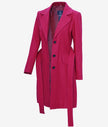Womens Long Pink Wool Wrap Coat