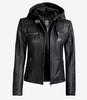 Womens Tall Black Leather Jacket With Hood