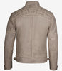 Mens Cafe Racer Beige Leather Jacket