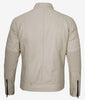 Mens Beige Cafe Racer Leather Jacket