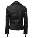 Asymmetrical Black Leather Biker Jacket Women