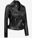 Womens Asymmetrical Black Motorcycle Leather Jacket