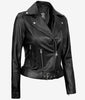 Womens Asymmetrical Black Motorcycle Leather Jacket