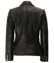 Double Breasted Black Leather Blazer Women