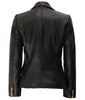 Double Breasted Black Leather Blazer Women