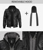 Mens Bomber Hooded Black Leather Jacket