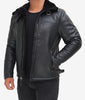 Black Leather B3 Bomber Jacket Mens