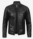 Austin Mens Lambskin Black Cafe Racer Leather Jacket