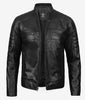 Austin Mens Lambskin Black Cafe Racer Leather Jacket