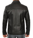 Mens Shirt Collar Classic Black Leather Jacket