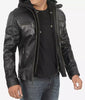 Black Hooded Leather Jacket Mens 