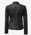 Womens Petite Black Leather Moto Jacket