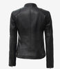 Womens Petite Black Leather Moto Jacket