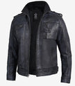 Mens Cafe Racer Distressed Black Leather Jacket