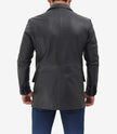 2 Buttons Leather Black Blazer for Men