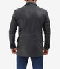 2 Buttons Leather Black Blazer for Men