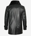 Black Shearling Three Quarter Length Coat Mens