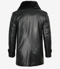 Black Shearling Three Quarter Length Coat Mens