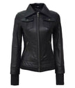 Womens Black Bomber Jacket With Hood