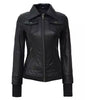 Womens Black Bomber Jacket With Hood