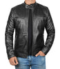 Dodge Black Mens Leather Racer Jacket