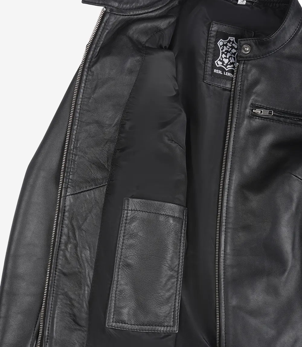 Womens Black Real Leather Moto Jacket