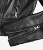 Womens Black Asymmetrical Cropped Leather Jacket