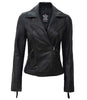 Asymmetrical Black Leather Biker Jacket Women
